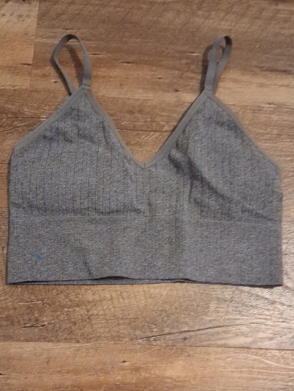 Auden Grey Ribbed V-Neck Seamless Bralette